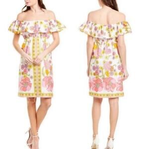 Trina Turk | Off the Shoulder Tropical Floral Crochet Dress